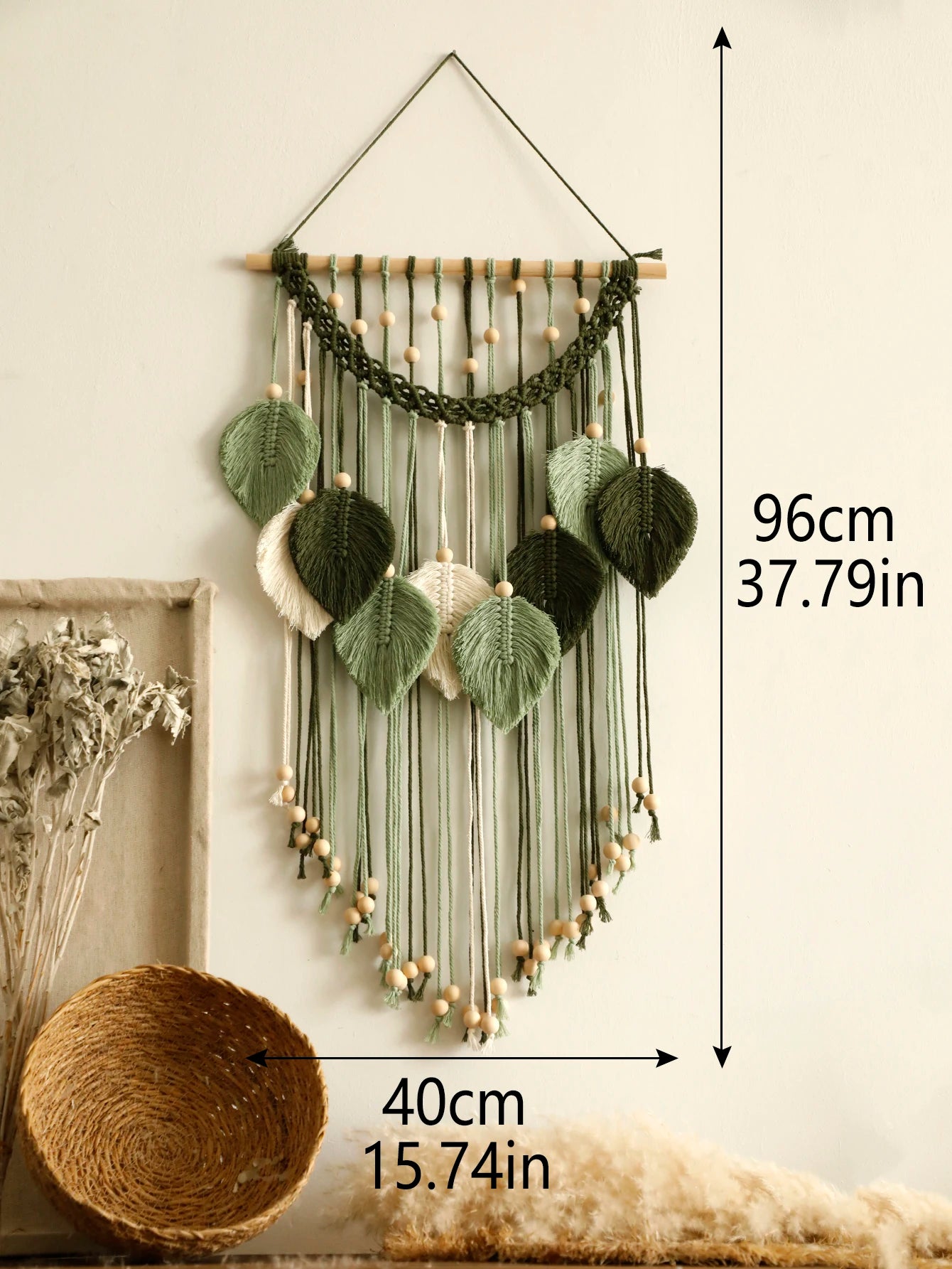 Leaf Macrame Tapestry Brown Green Wall Tapestry