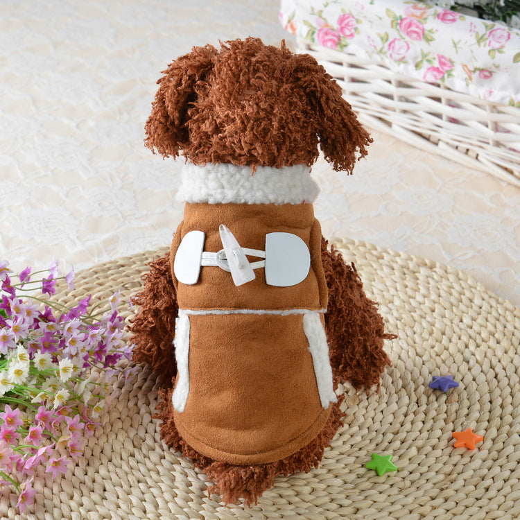 Cozy knit pet vest in khaki colour — soft cotton dog and cat winter vest available in 5 sizes
