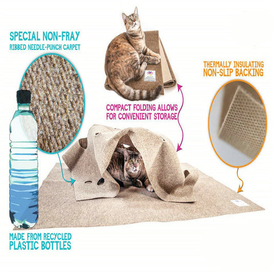 Large felt cat mat in use — cat scratching and lounging Canada