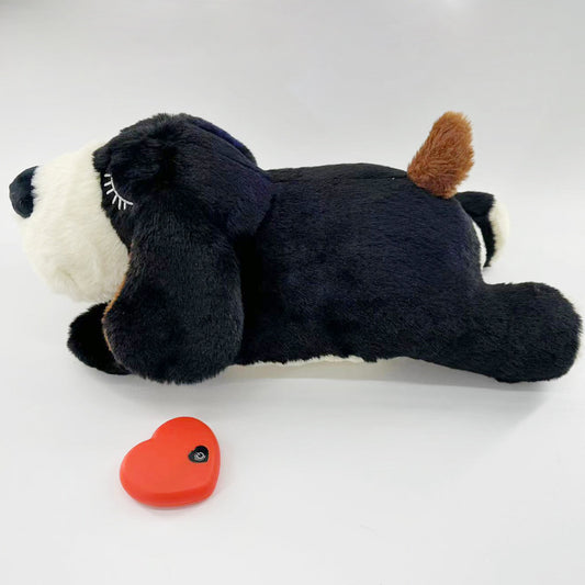Dog anxiety toy black plush — built-in heartbeat device