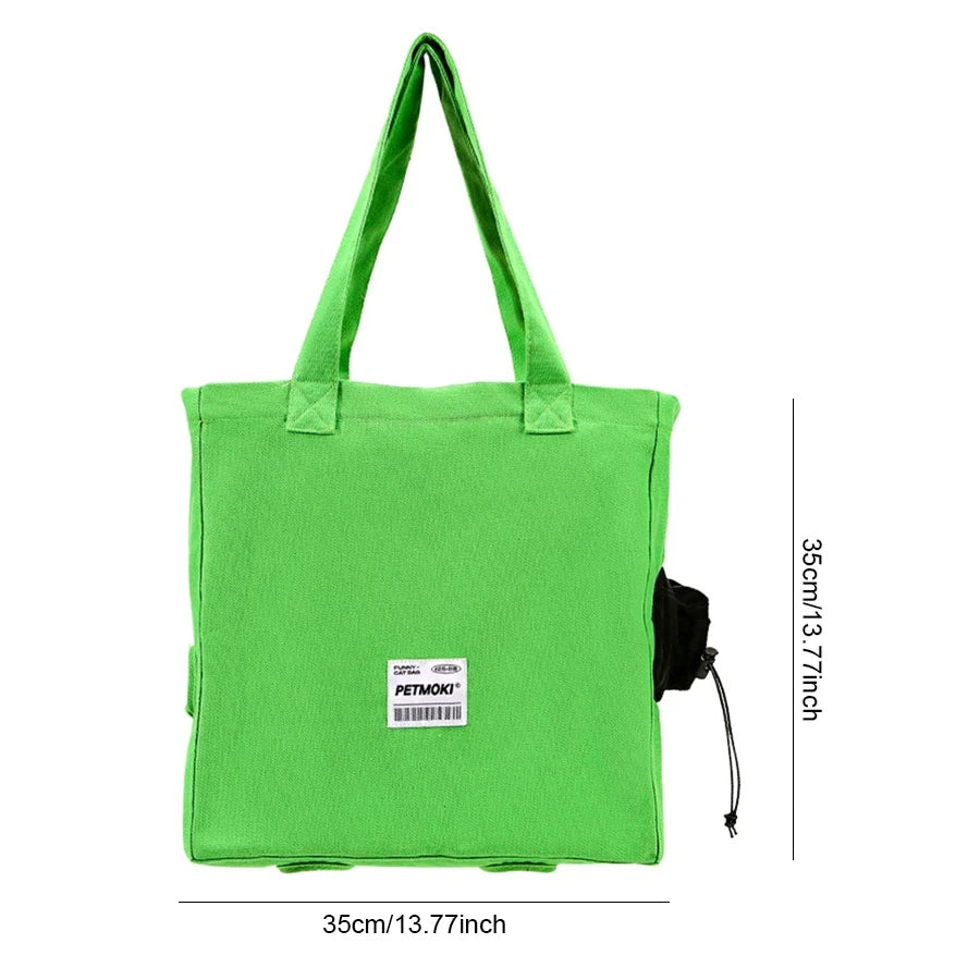 Canvas cat carrier bag strap detail — adjustable shoulder carry Canada