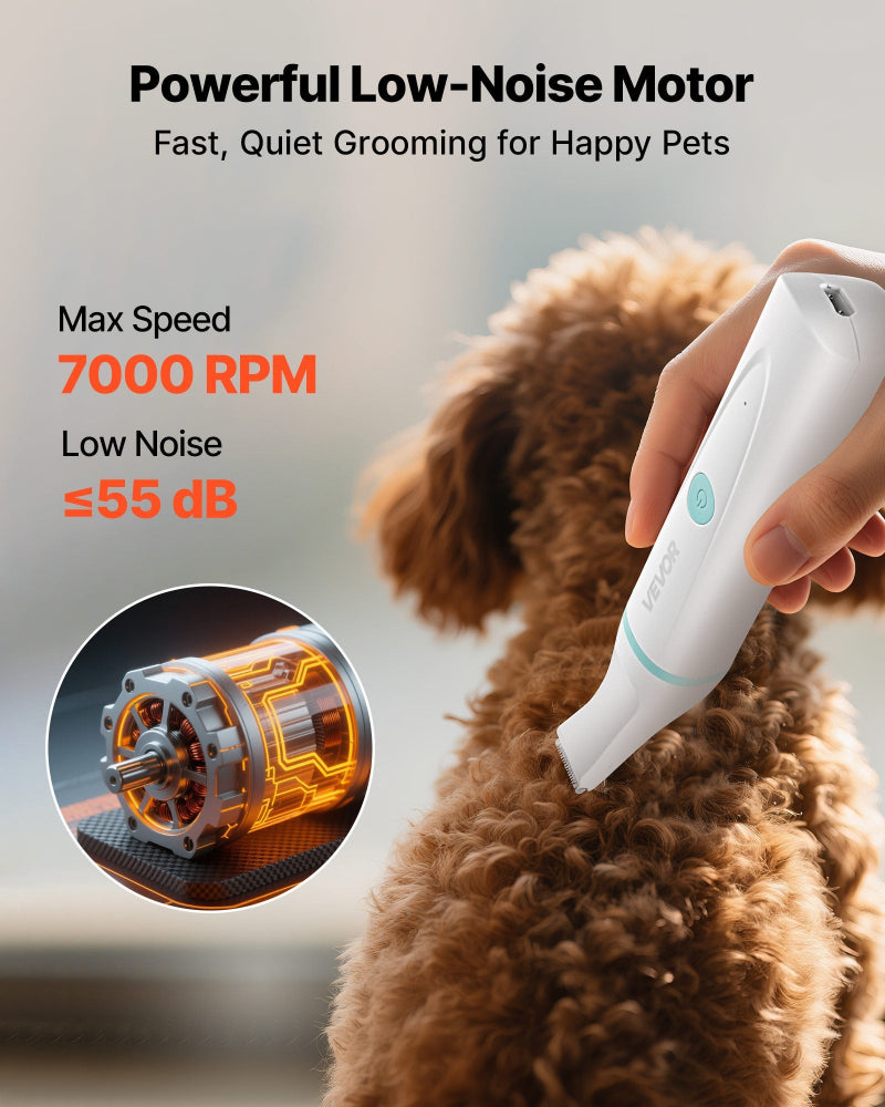 Dog grooming kit ceramic blade — 7000 RPM quiet motor pet trimmer