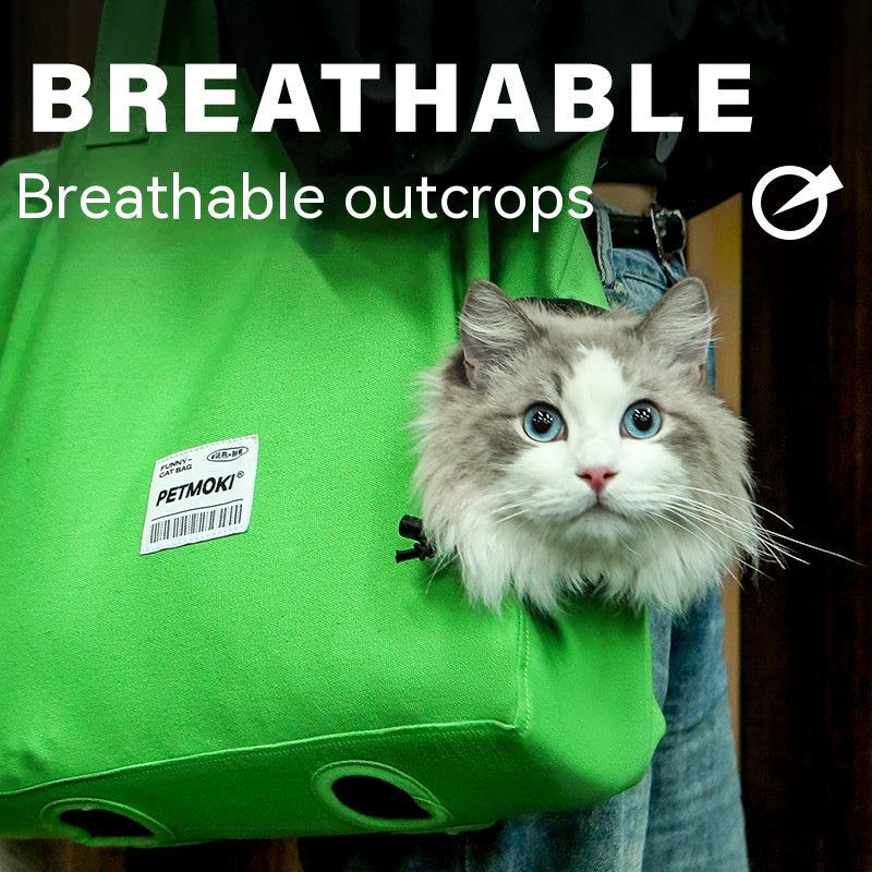 Canvas cat carrier tote bag — peek-a-boo window breathable cat bag Canada