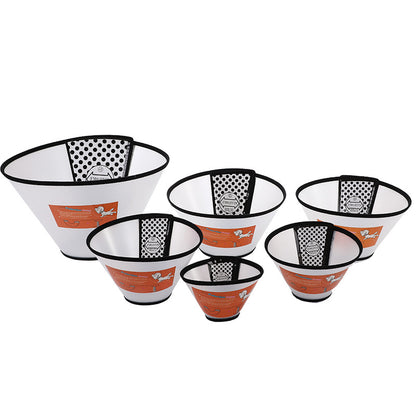 Adjustable orange plastic dog recovery E-collar — lightweight cone protection for wound healing in 6 sizes