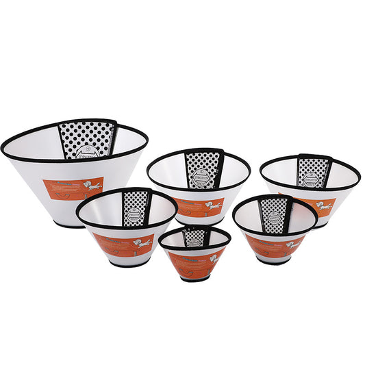 Adjustable orange plastic dog recovery E-collar — lightweight cone protection for wound healing in 6 sizes