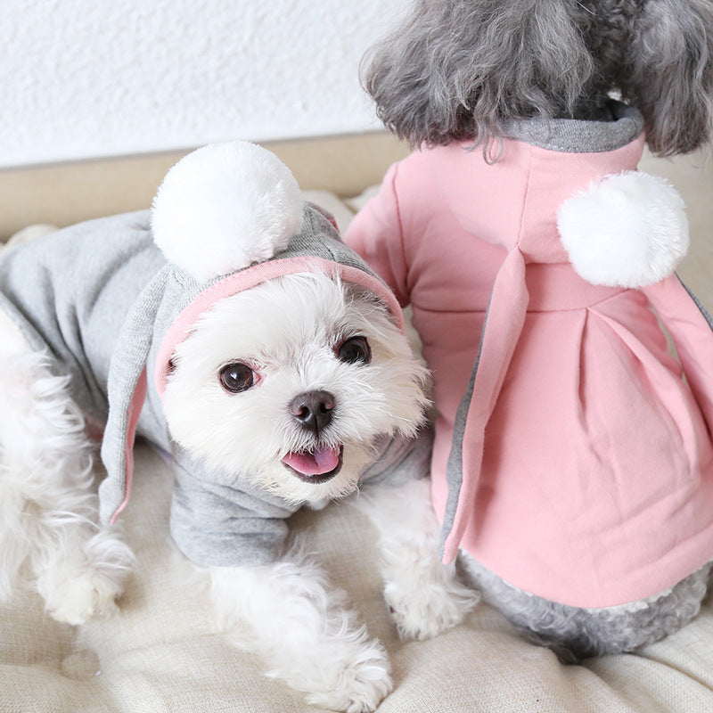 Bunny ear pet sweater pink cotton dog cat costume Canada