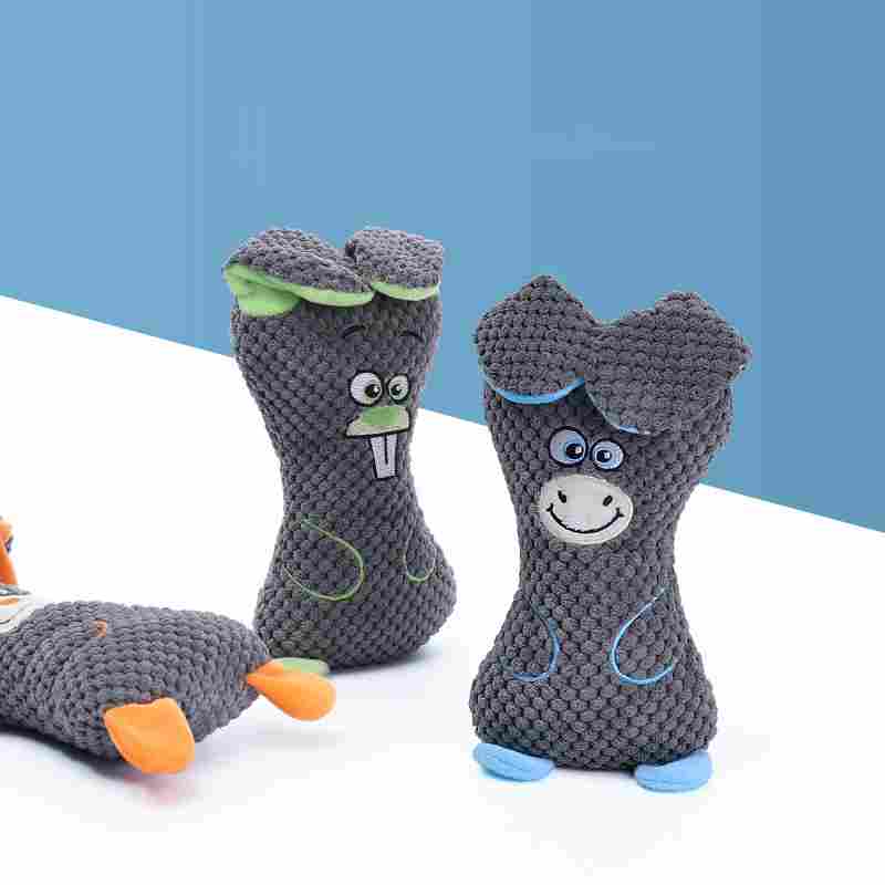 Floppy-eared plush dog toy — soft stuffed character toy for dogs in donkey, rabbit and dog designs