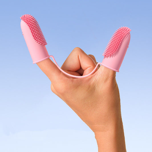 Pet finger toothbrush set pink TPR dog cat teeth cleaning Canada