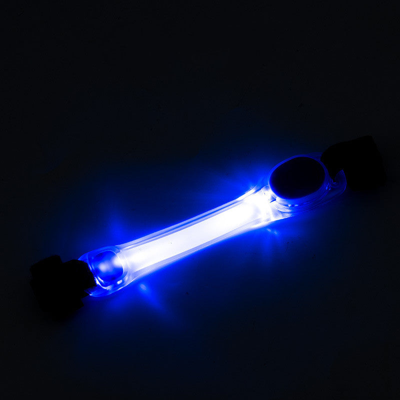 LED safety strap on dog collar — clip attachment close-up