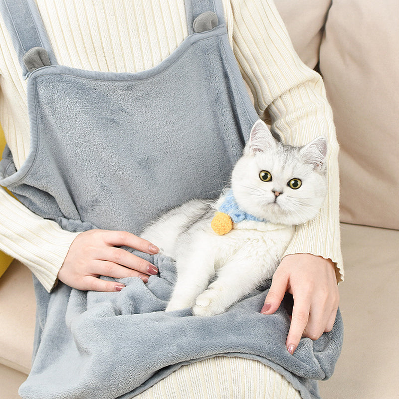 Cat carrier apron grey — adjustable neck opening for cat comfort
