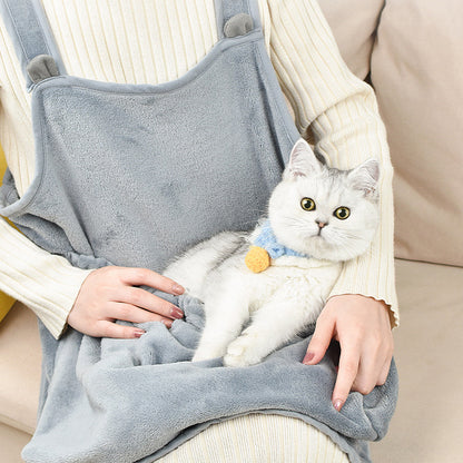 Cat carrier apron grey — adjustable neck opening for cat comfort