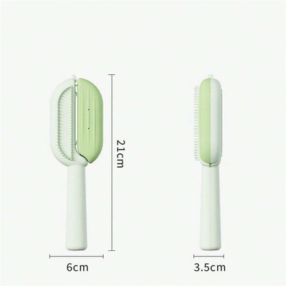 Pet grooming brush green — built-in mist water dispenser