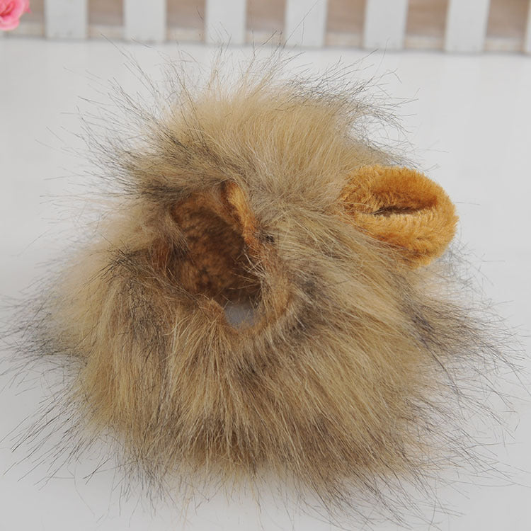 Cat lion mane gold colour — soft plush adjustable cat costume