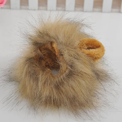 Cat lion mane gold colour — soft plush adjustable cat costume