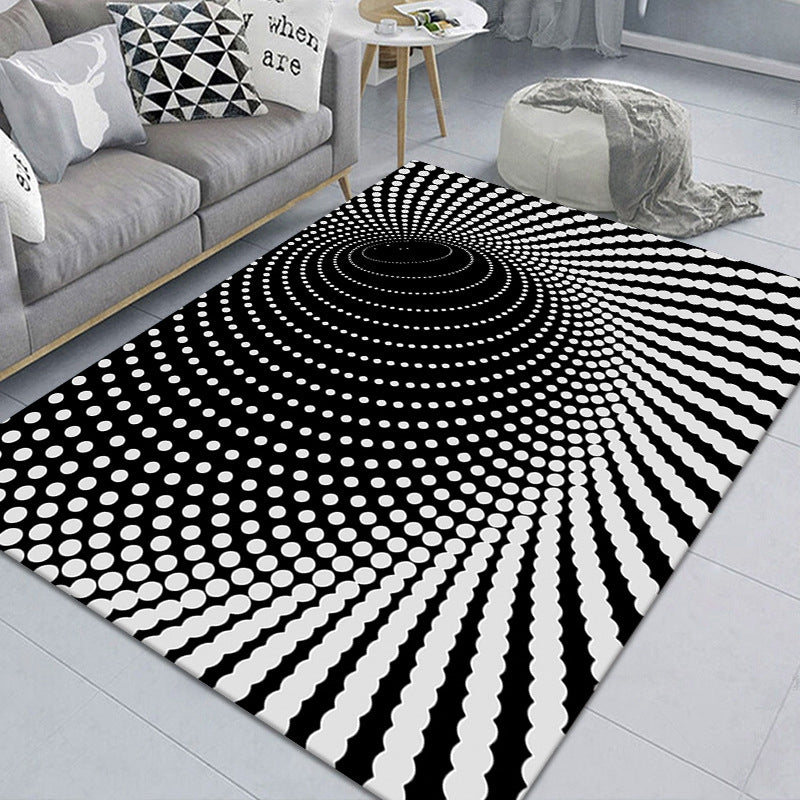3D optical illusion cat mat — black white vortex pattern