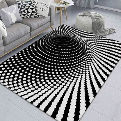 3D optical illusion cat mat — black white vortex pattern