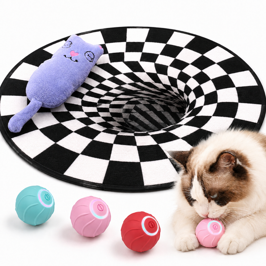 Cat Entertainment Bundle — Ball Toy + Trap Mat + Catnip Toy