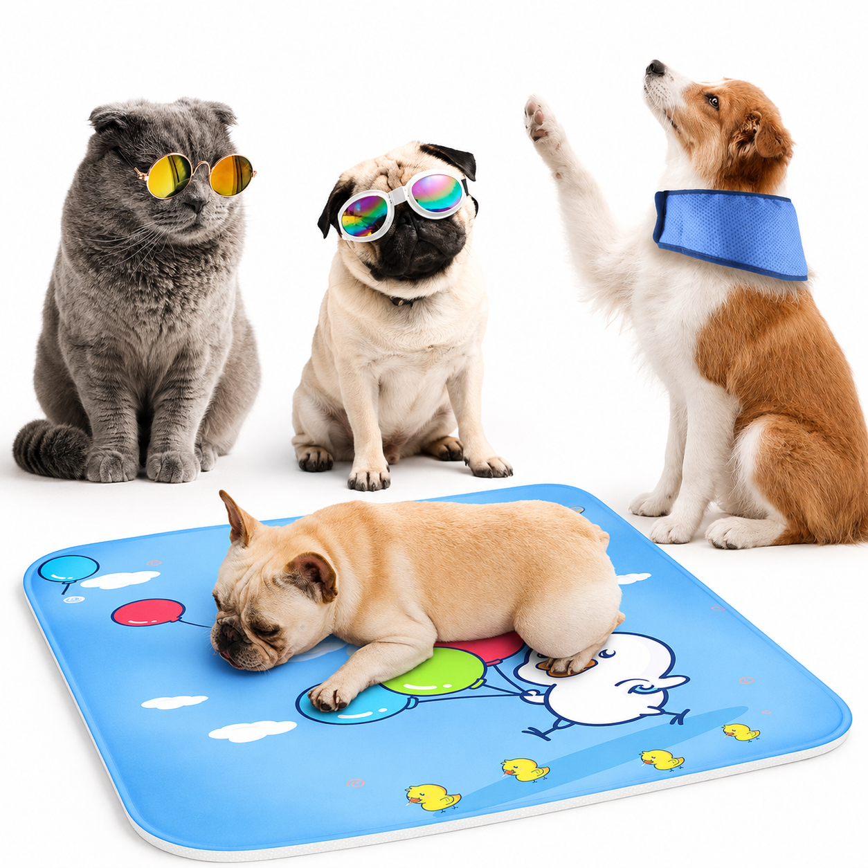 Summer Dog Comfort Bundle — Cooling Mat + Bib + Glasses