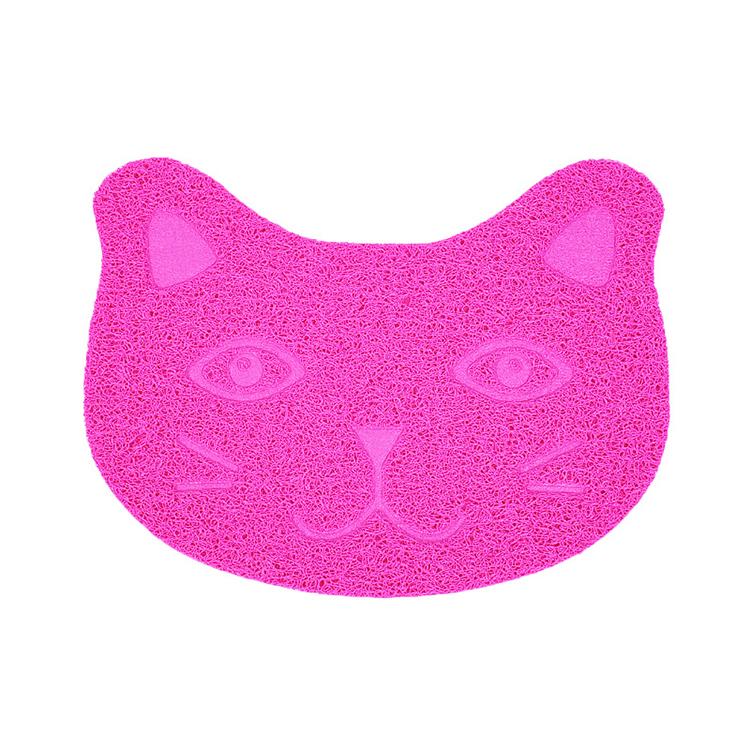 Cat face litter mat pink — traps litter at source cat floor mat
