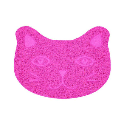 Cat face litter mat pink — traps litter at source cat floor mat