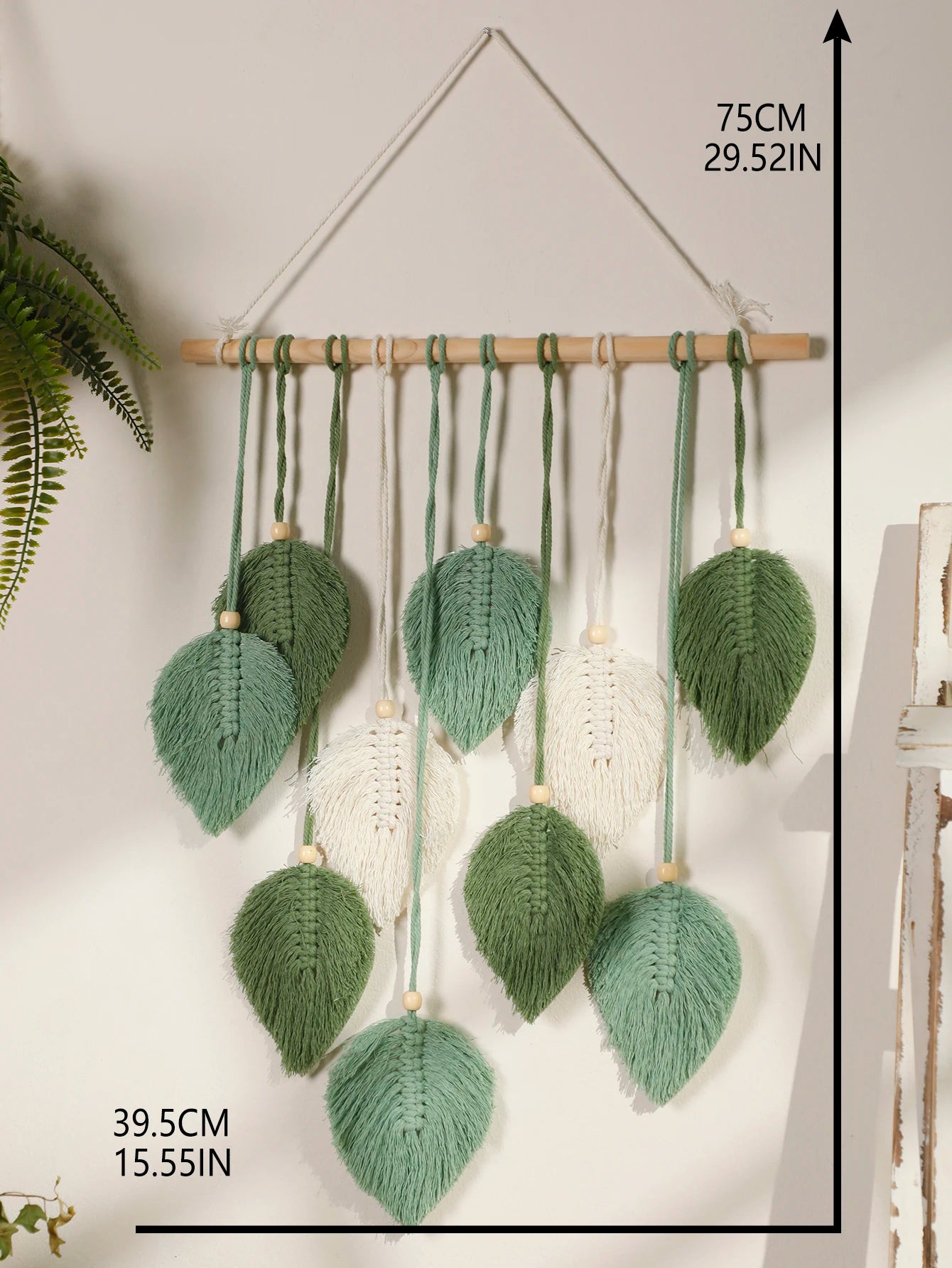 Leaf Macrame Tapestry Brown Green Wall Tapestry