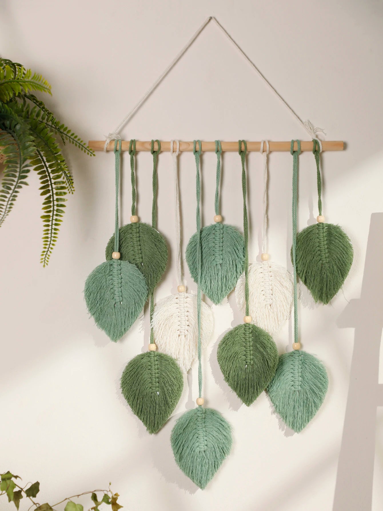 Leaf Macrame Tapestry Brown Green Wall Tapestry