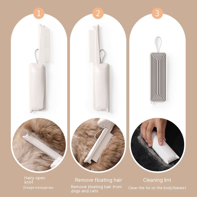 Self-cleaning brush mechanism — hair releases into bin with one click