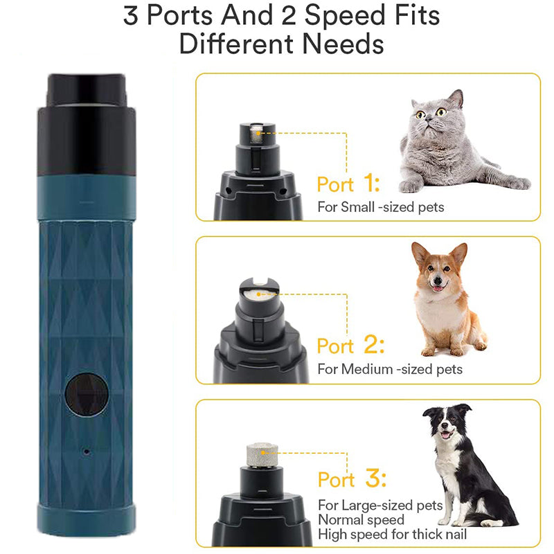 Pet nail grinder white — LED guide light for safe nail trimming