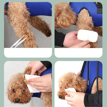 Cat in grooming hammock pink — nail trim sling for cats Canada