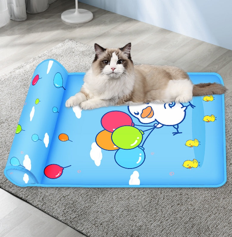 Cat lying on cooling mat — ice silk pet cooling pad Canada