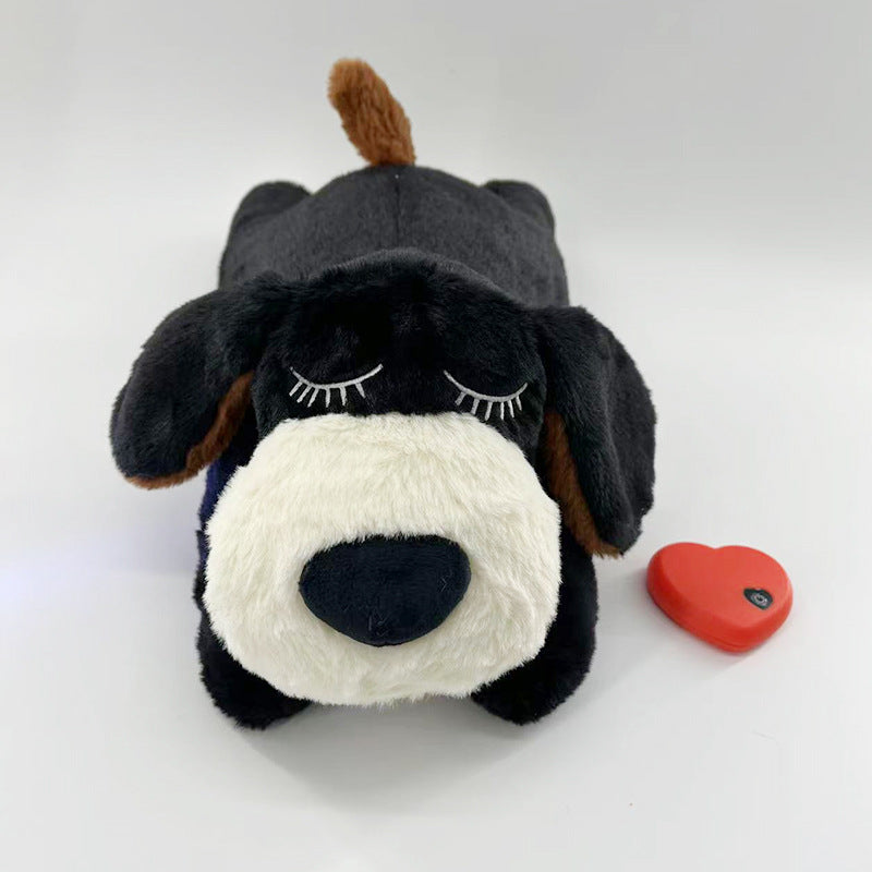 Dog anxiety sleep toy white, black, brown— stress relief plush