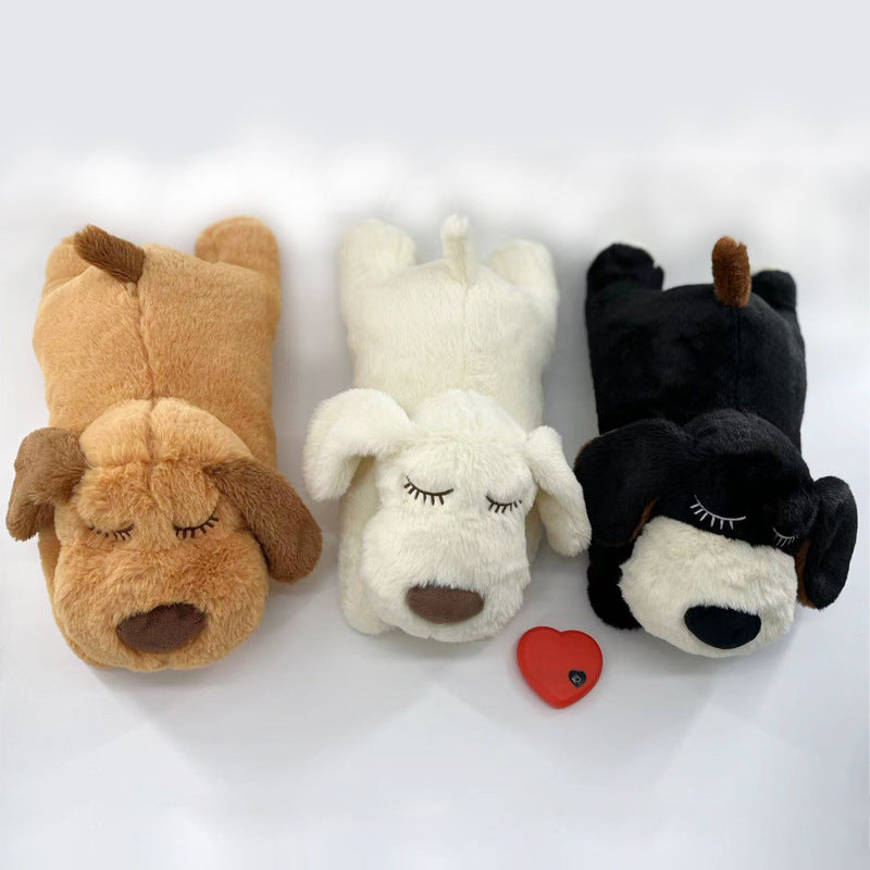 Heartbeat anxiety toy for dogs — soft plush sleep companion brown
